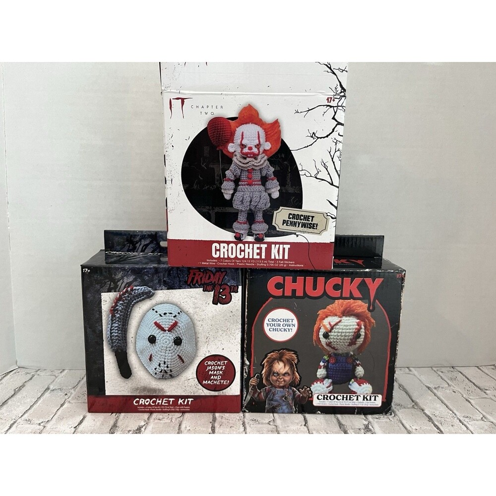 Horror Crochet Kit Bundle ā Chucky, Friday the 13th Jason & Pennywise ITā Read